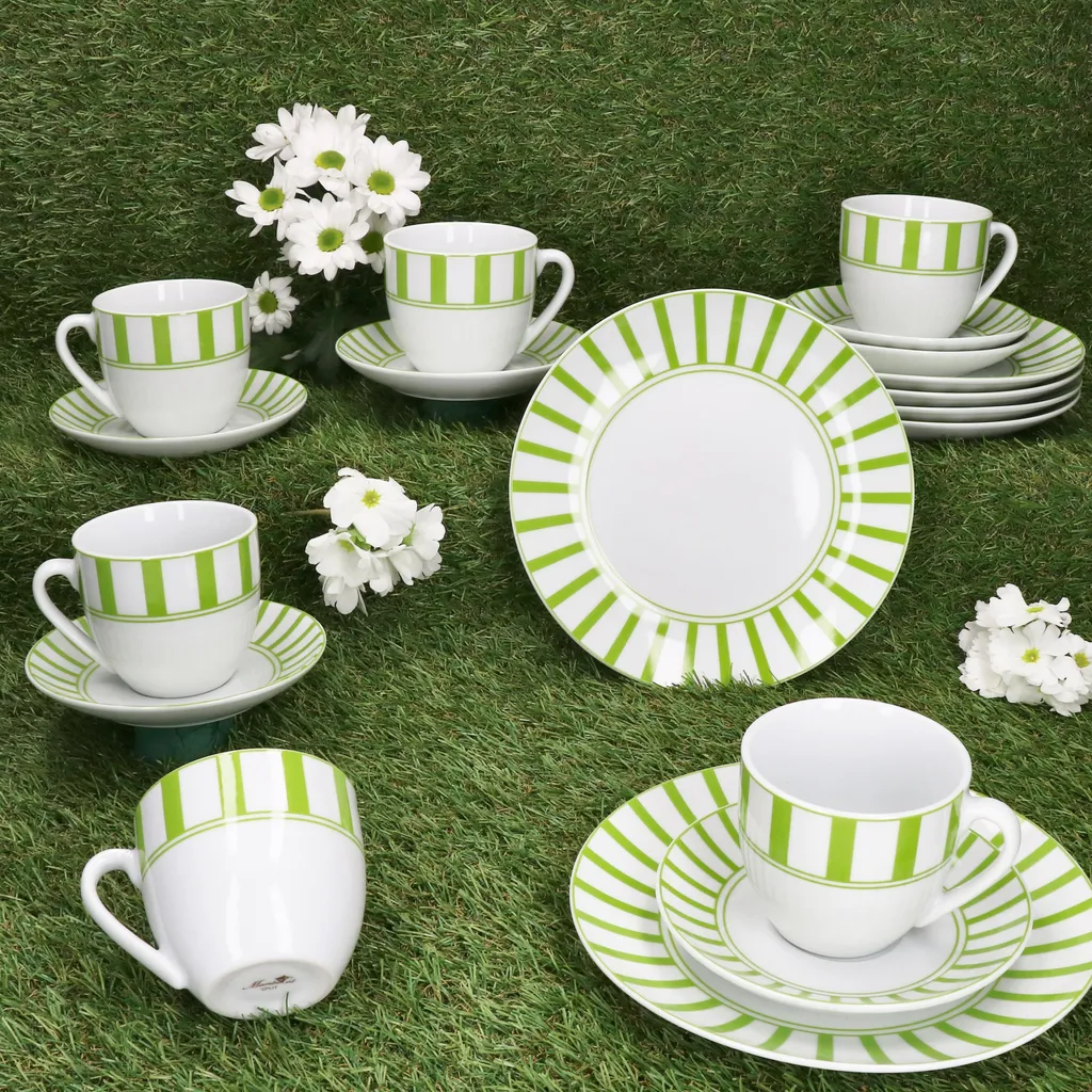Offerta servizio caffè 18 pezzi porcellana Split verde 6 persone - 2