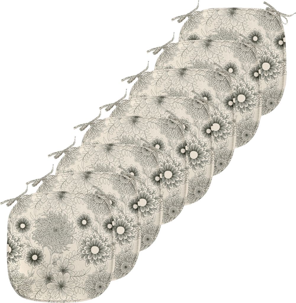 ABAKUHAUS Dahlie Polster für Esszimmerstühle, Vintage Garden Design, Dekoratives wasserfestes Kissen mit Riemen für Küchensitze, 40 cm x 40 cm-...