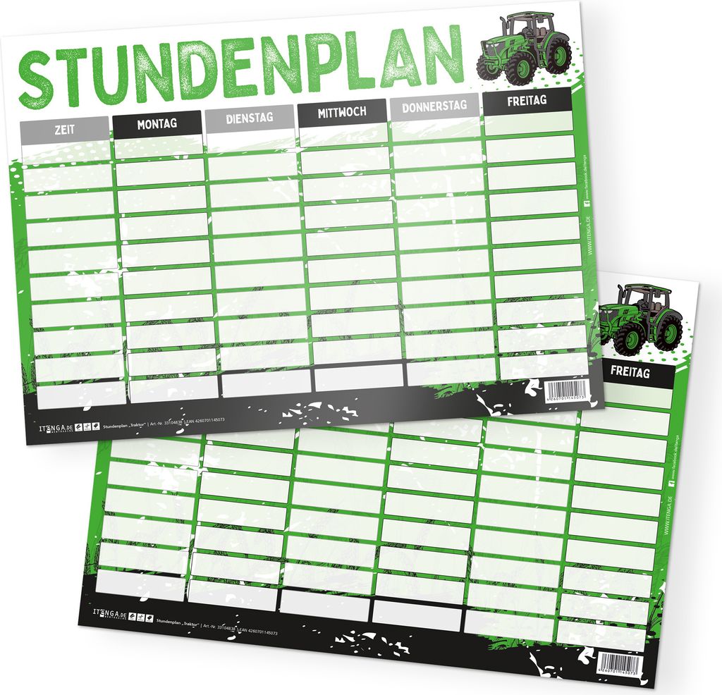 itenga Stundenplan TRAKTOR DIN A4  einseitig abwischbar Produktbild 