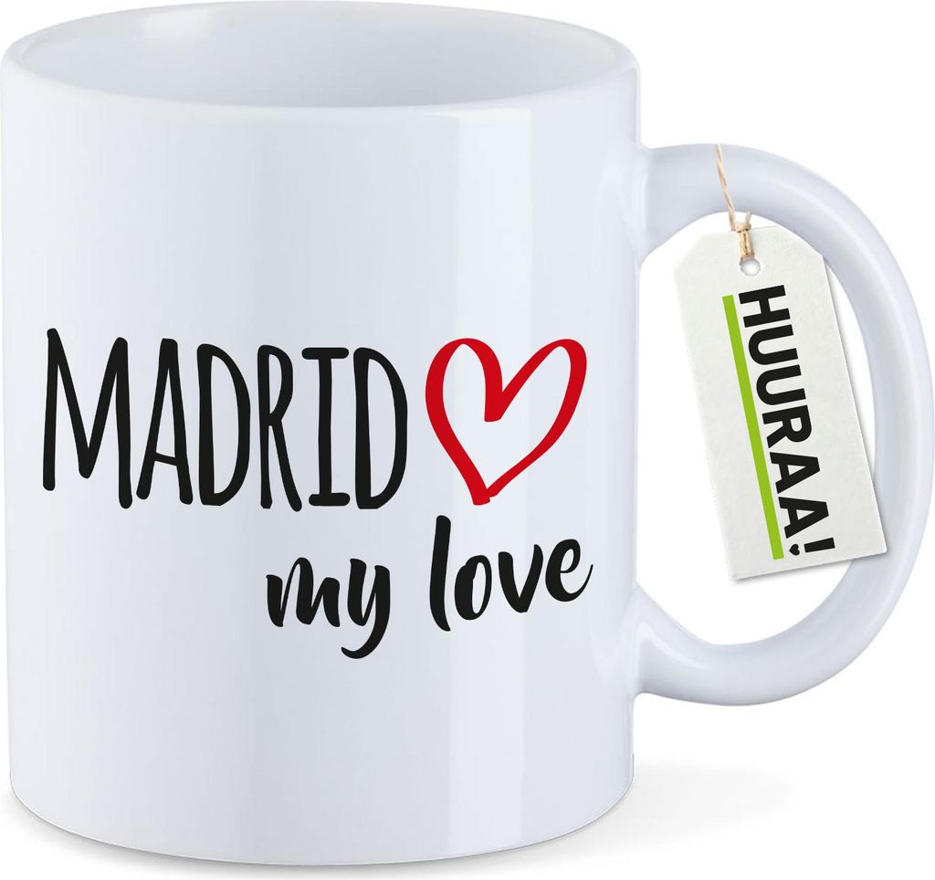 Huuraa Kaffeetasse Madrid my love 330ml Weiß Keramik Kaffeebecher Geschenkidee