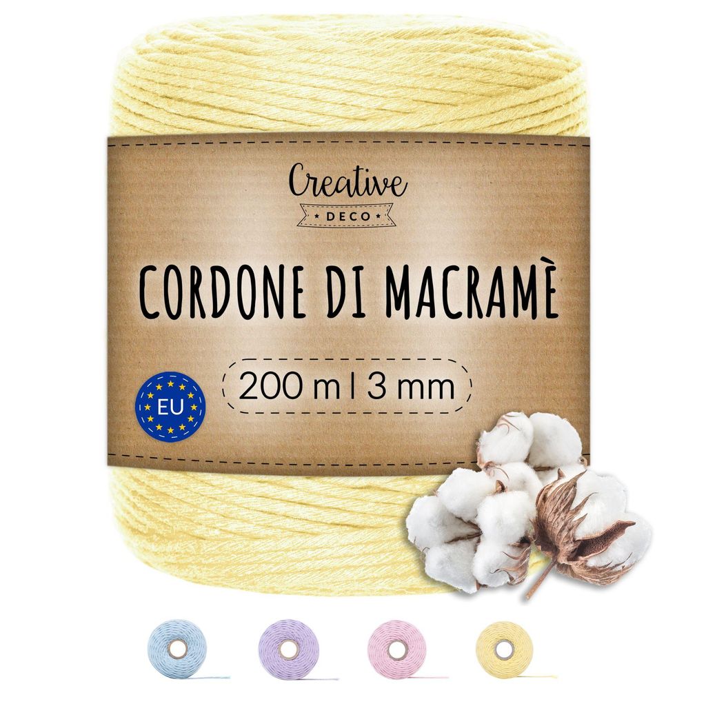 Creative Deco Cotone per Uncinetto 1 Gomitolo 200m Giallo Immagine del prodotto 