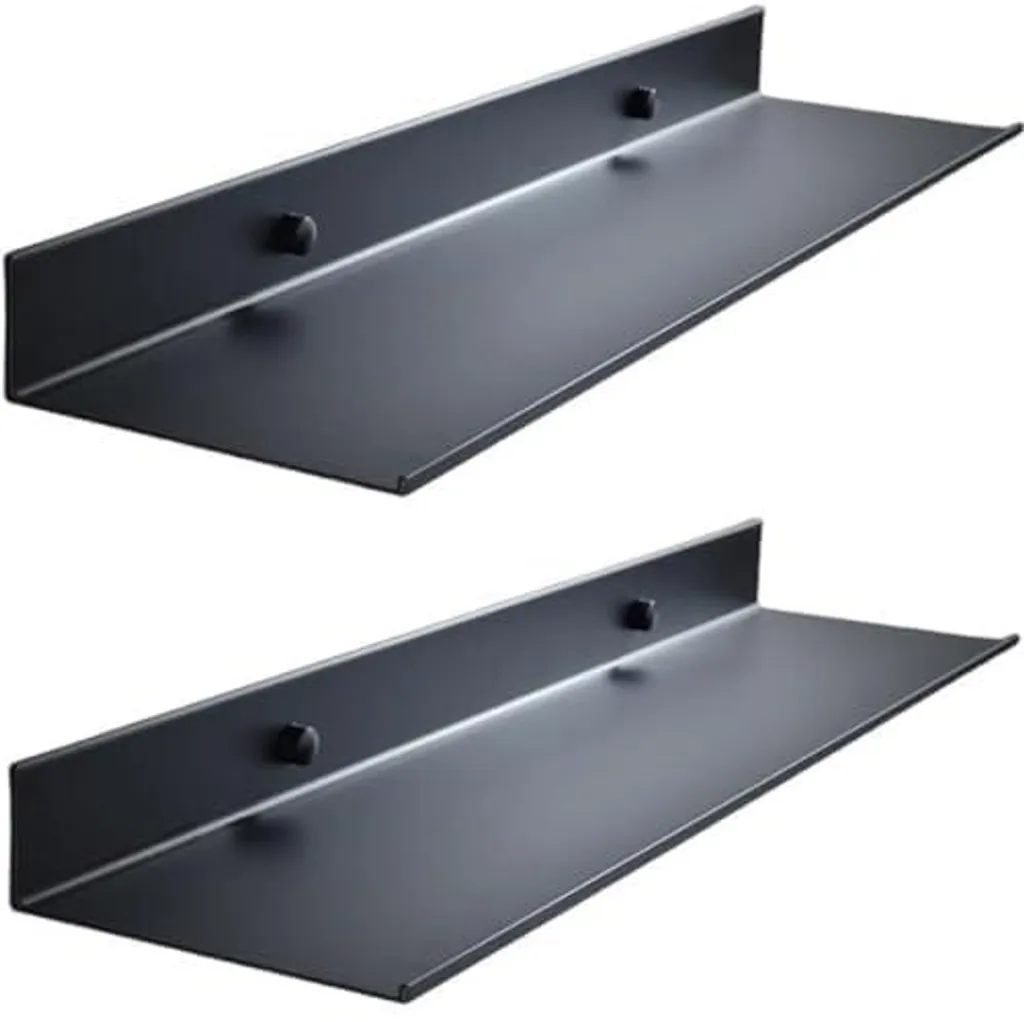 Étagère murale de cuisine et salle de bain en aluminium noir, lot de 2