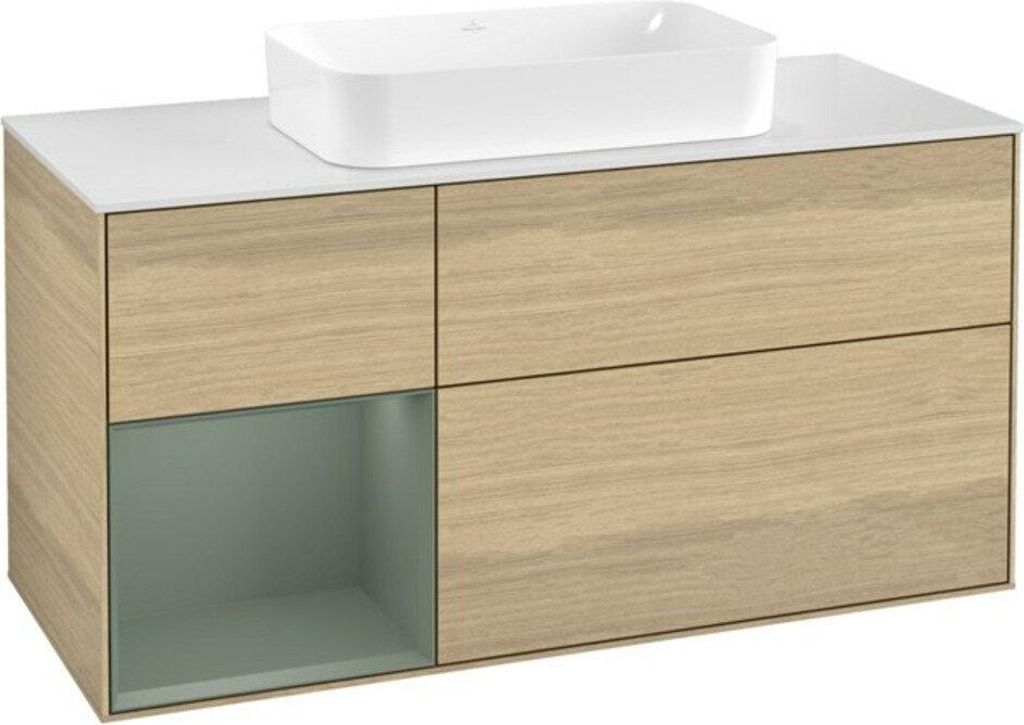 V&B Waschtischunterschrank Wandbeleuchtung Finion 120x60 cm, Reg re Oli. m Lac, Oak Veneer