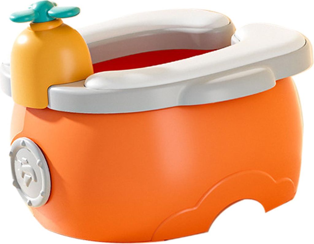 Kinder-Klapptoilette, tragbar, leicht, verdickt, auslaufsicher, Kleinkind-Trainingssitz für Auto, Camping, drinnen und draußen, Orange