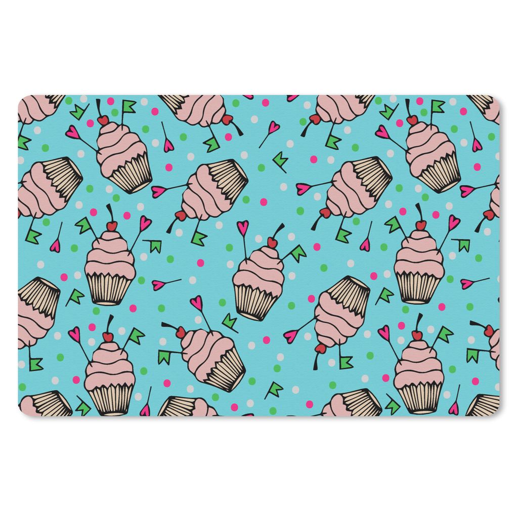 MuchoWow Schreibtischunterlage Cupcake - Punkte - Party - Muster 60x40 cm - XXL Mauspad - Großes Mauspad