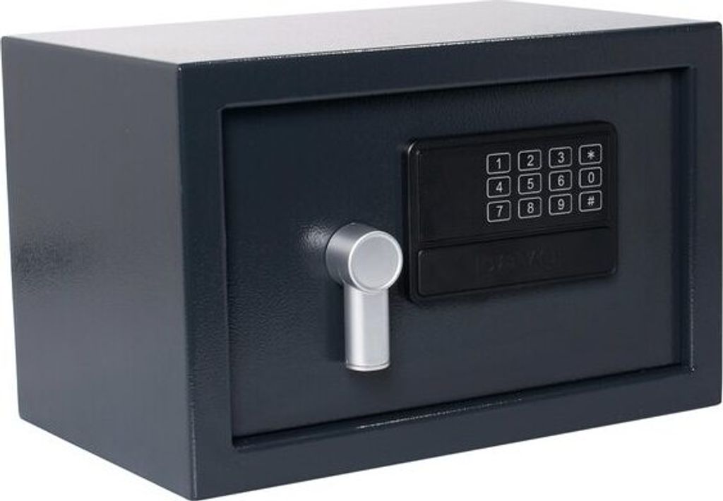 1x Tresor Safe 31x20x20cm mit elektronischem Zahlenschloss für Tisch/Wandmontage anthrazit