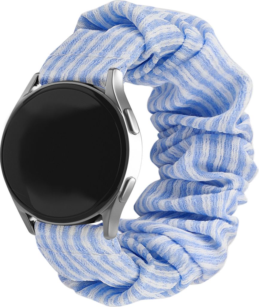 Strap-it Samsung Galaxy Watch 6 Classic 47mm Scrunchie Armband (Blau gestreift)
