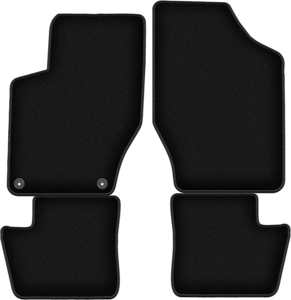 Wielganizator Velours-Autoteppiche – passend für Citroen DS4 (Schrägheck, Bj. 2011-2015) – schwarz, passgenau, mit Befestigungen set 4 Stk.