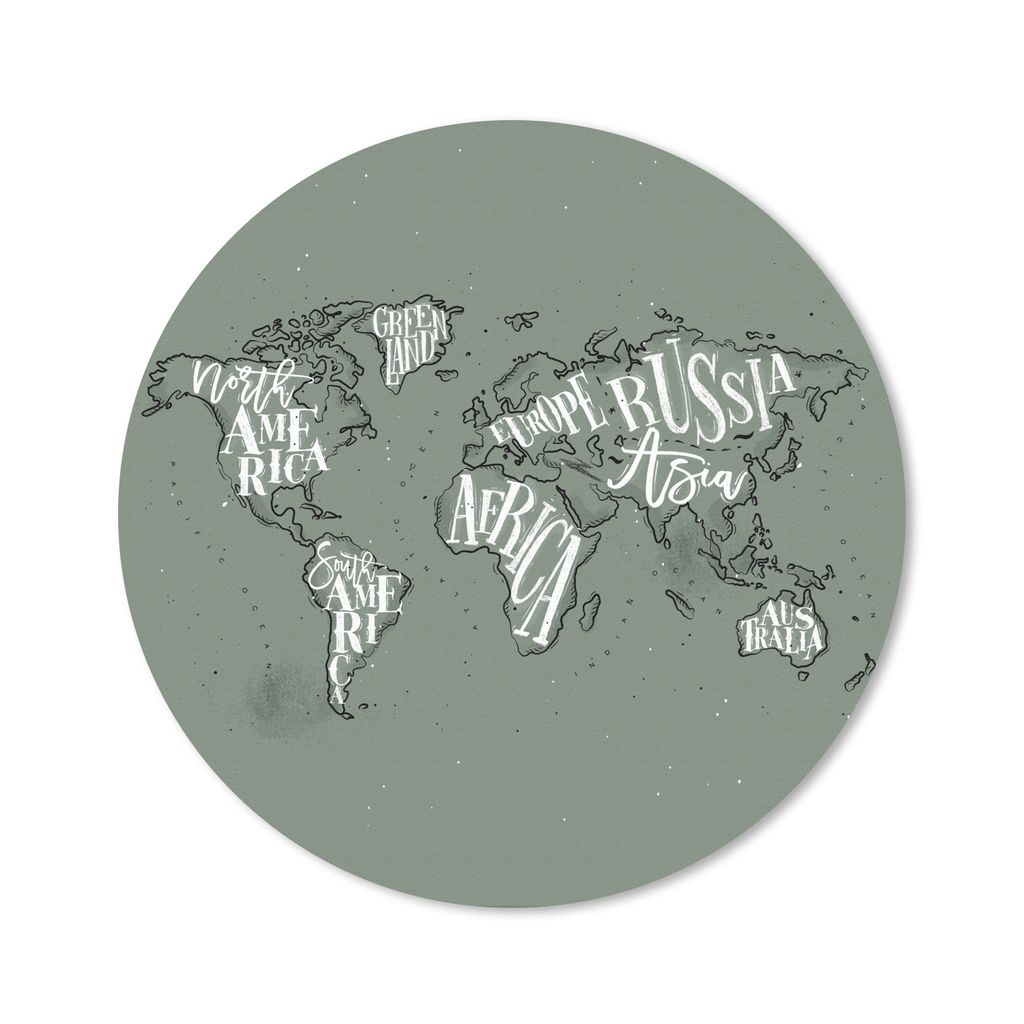 MuchoWow Mauspad Mousepad Weltkarte - Grau - Weiß - Buchstaben 20x20 cm - Mousepads - Maus Mat - Pad - Mausunterlage - Schreibtischmatte