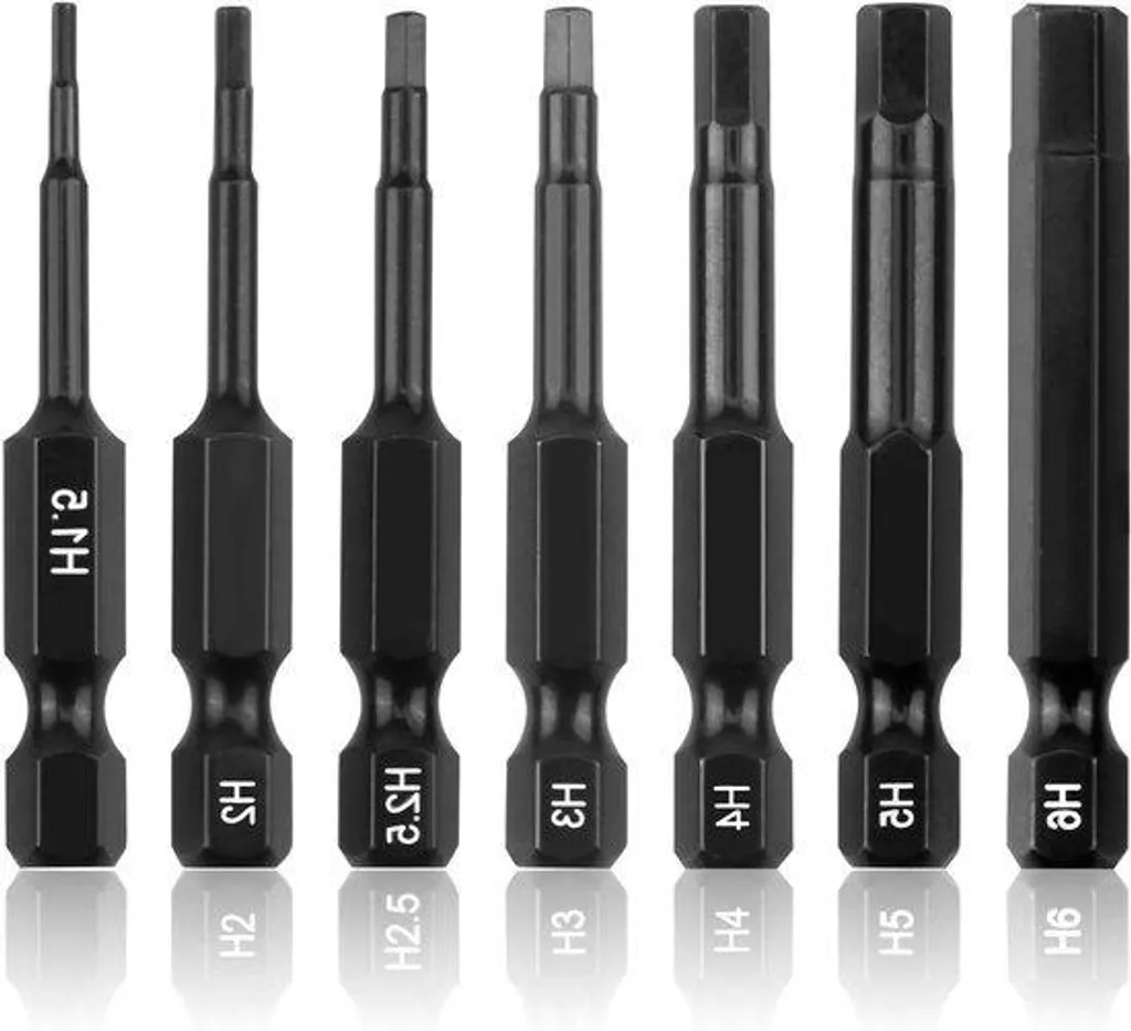 Jeu de 7 embouts hexagonaux 89mm magnétiques en acier S2 noir robuste