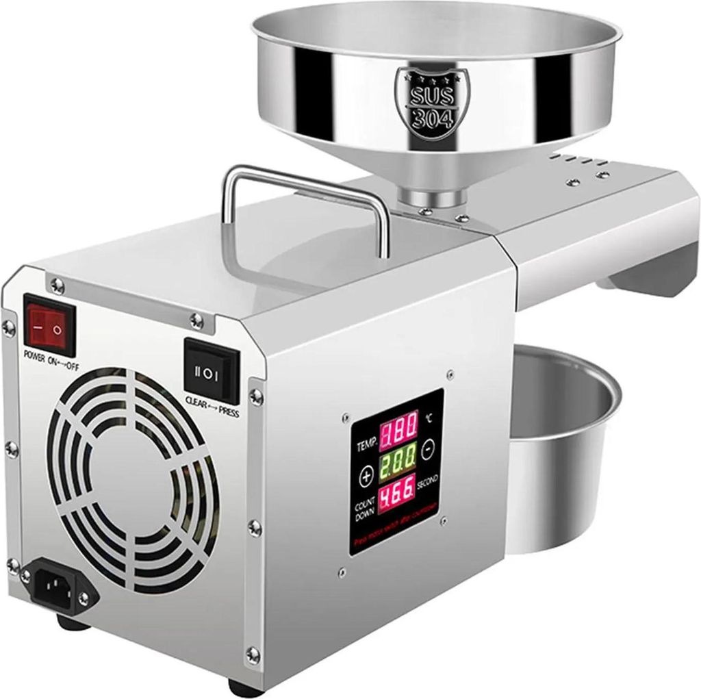 Automatische Ölpresse für Zuhause, 600 W Gerät, digitale Temperatursteuerung, zur Ölextraktion, hellgrau