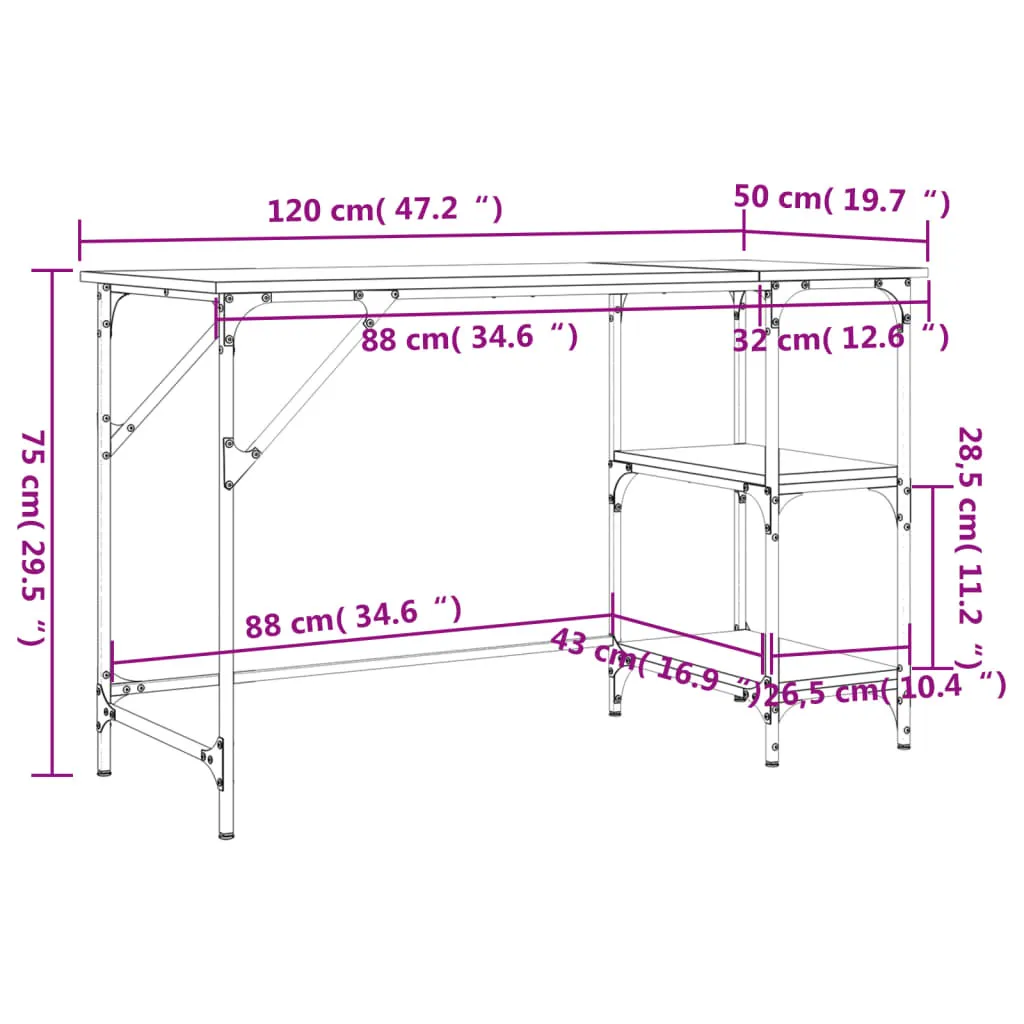 Tavolo da Scrittoio Rovere Fumé 120x50cm Metallo: Arredo Raffinato - 11