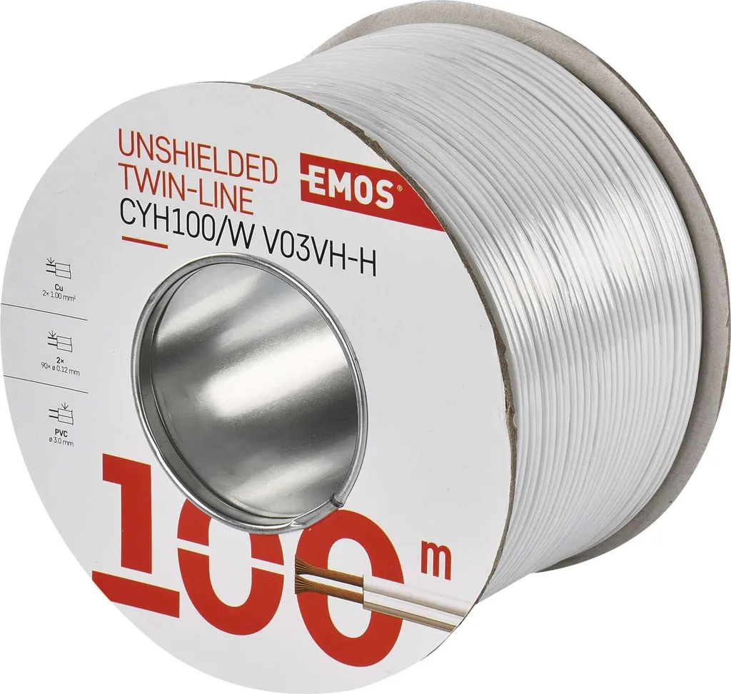 Cavo Audio e LED EMOS S8281 Bianco 2x1mmq - Rame Alta Purezza 100m