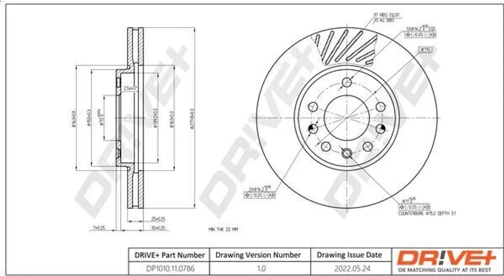 Disque de frein DP1010.11.0786 haute résistance pour Zafira et Combo