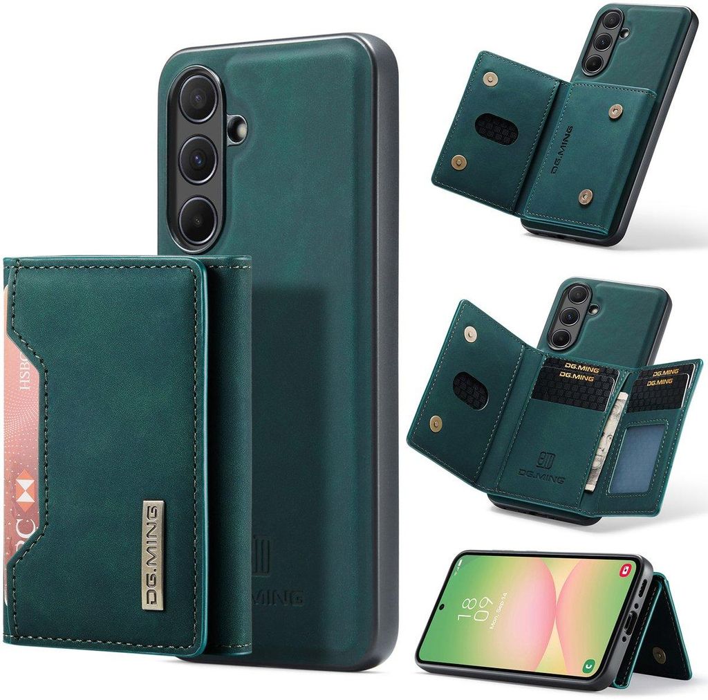 Stravo × DG.MING Lederhülle für Samsung Galaxy A56 – 2-in-1 Wallet mit Kartenhalter, abnehmbar, MagSafe kompatibel, robust – Grün