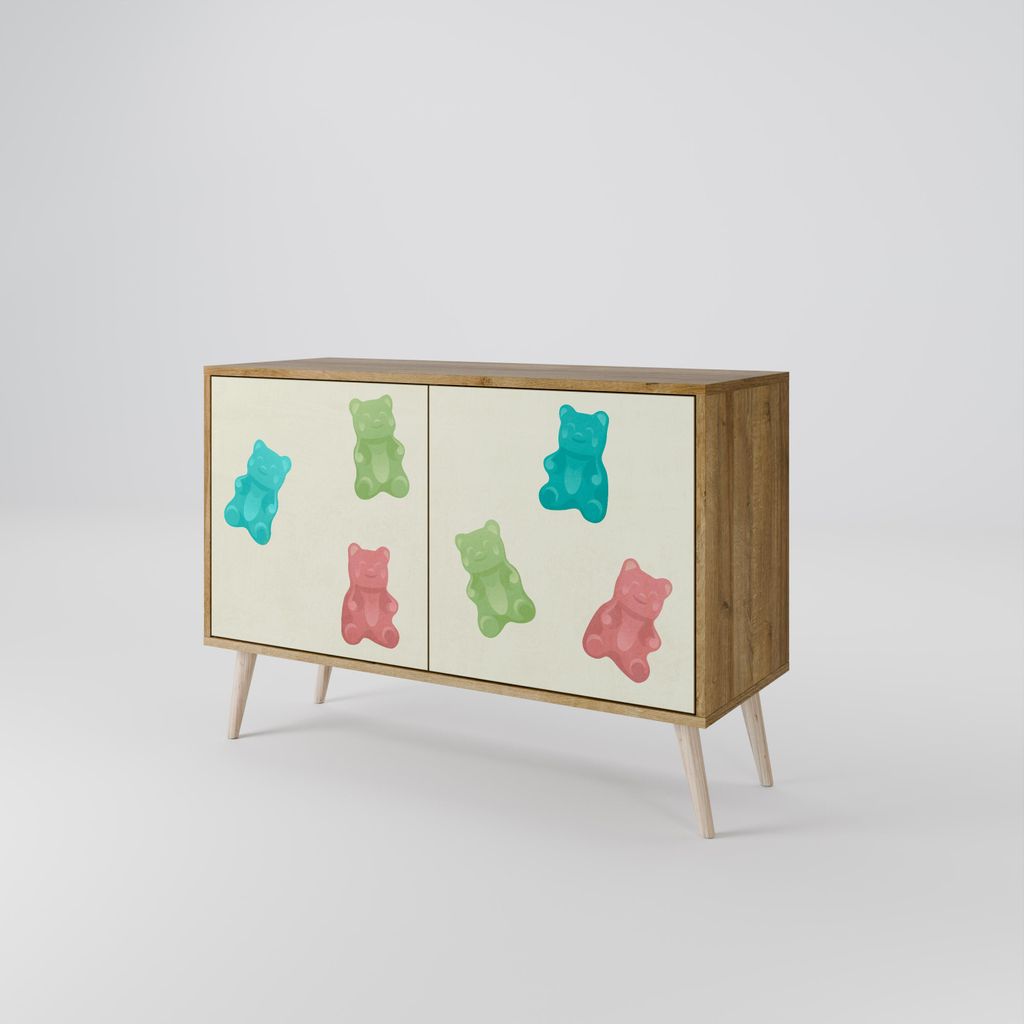 Spacerebels Kommode mit 2 Türen - Sideboard Komodenschrank - Highboard - Kleiderschrank Möbel - Wohnzimmer Schlafzimmer - 57,5×111×42 (HxBxT)