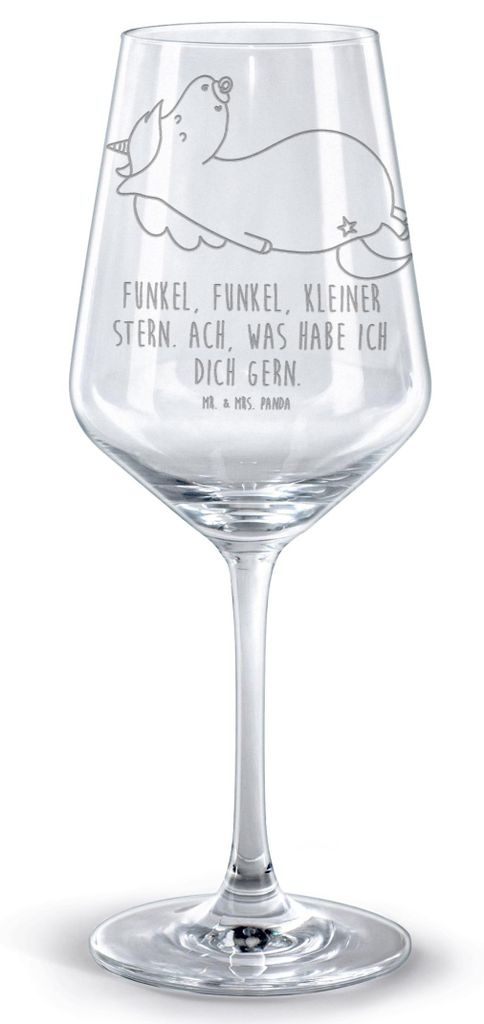 Mr. & Mrs. Panda Weinglas Einhorn Schnuller - Transparent - Geschenk, Geburtstag, wein glas, Rotwein, Rotweinglas mit Gravur, Mutter, Baby, Mama, U...