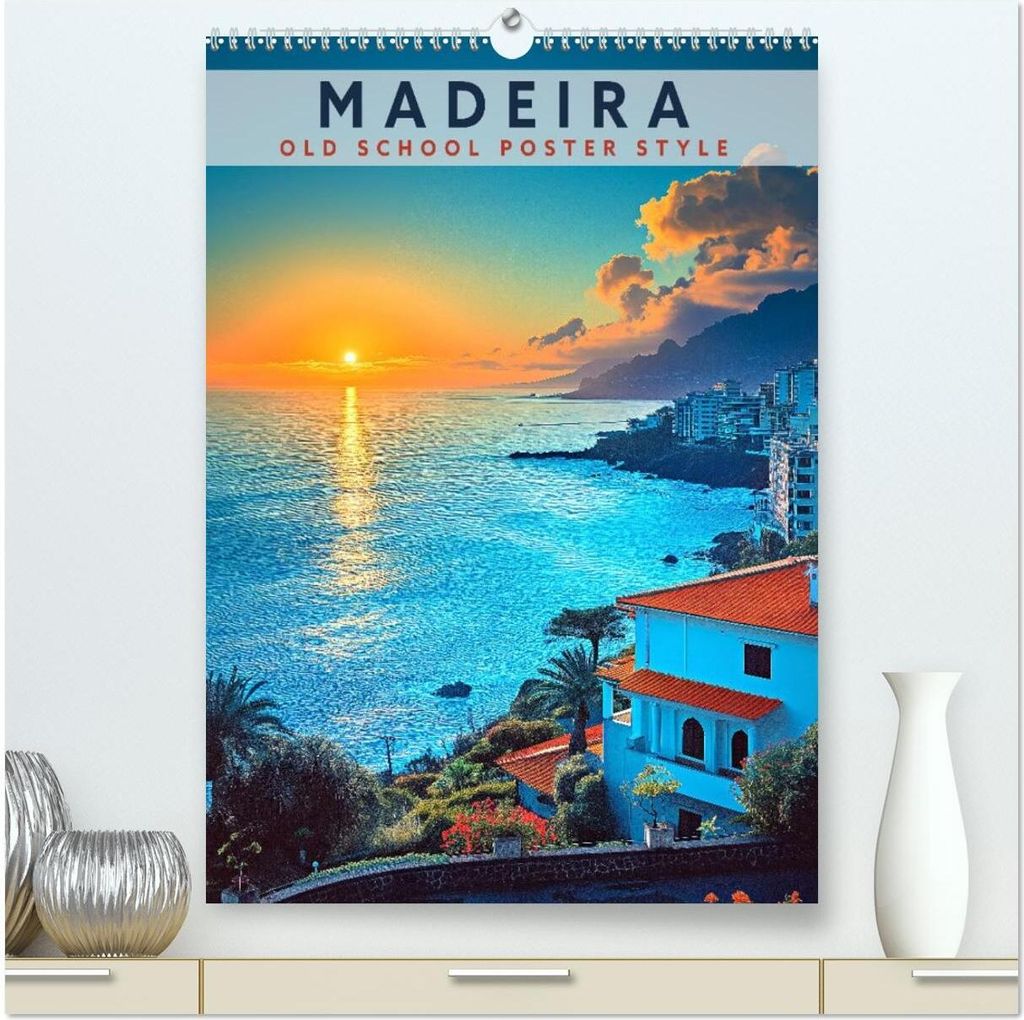 Madeira - Old School Poster Style (hochwertiger Premium Wandkalender 2026 DIN A2 hoch), Kunstdruck in Hochglanz