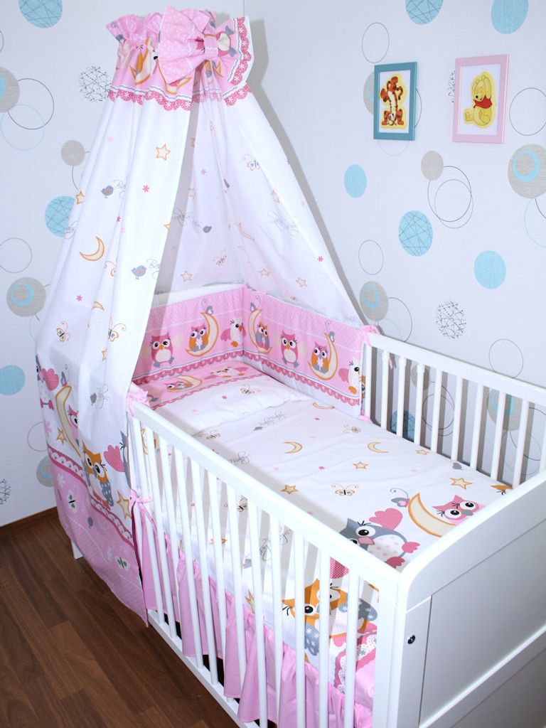 10-teiliges Baby Kinder Bettwäsche Set für 120x60 oder 140x70 Kinderbett 
