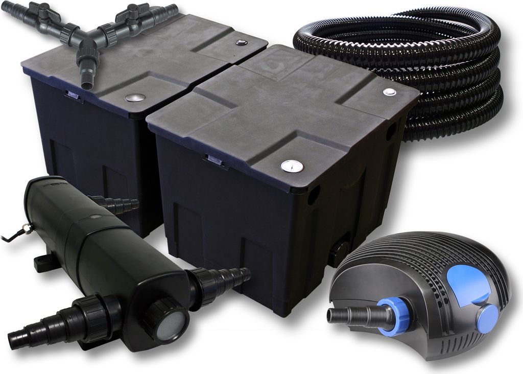 SunSun Komplettset: CBF-350B Teichfilter bis 60000 L Teichfilteranlage Durchlauffilter, CTF-12000 Teichpumpe 12000l/h 100W, CUV-224 Teichklärer UV...