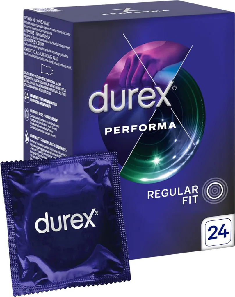 Préservatifs Durex Performa 24 pièces avec gel retardateur à la benzocaïne