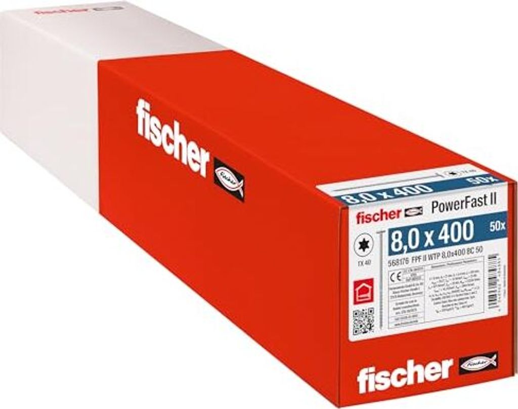 Fischer Holzbauschraube 8,0x400 FPF II WTP BC, Tellerkopf, Innenstern TX, Teilgewinde, blauverzinkt