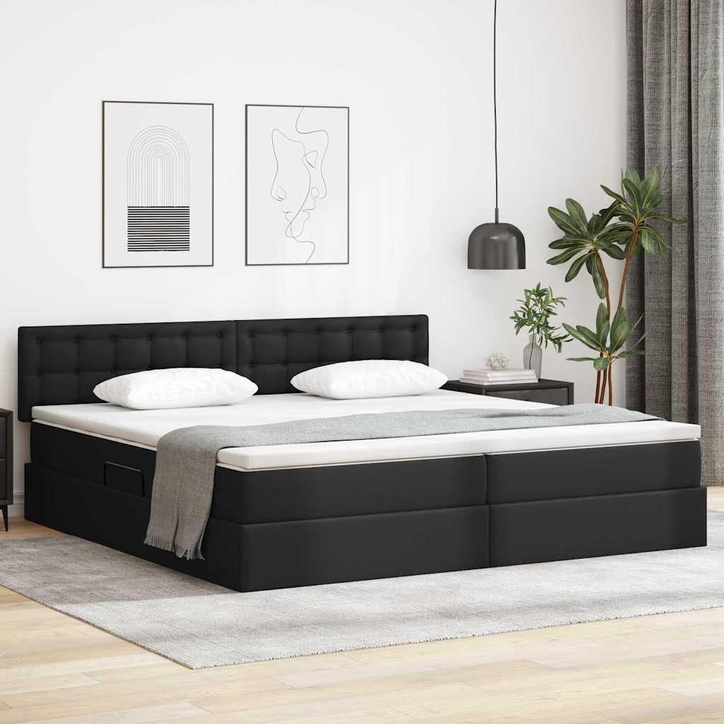 Maison Exclusive - Bett mit Stauraum und LED Hellgrau 200 x 200 cm Kunstleder