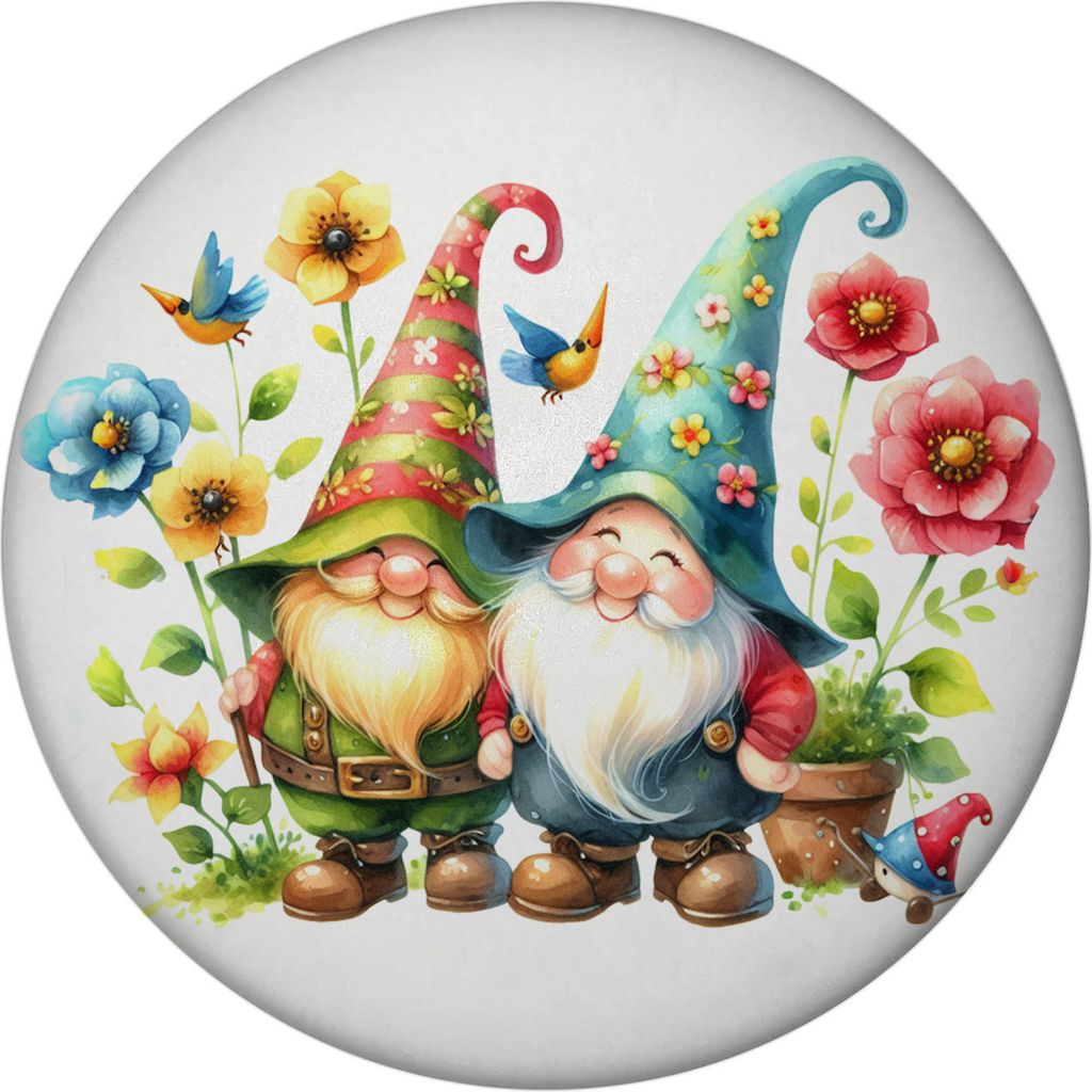 Niedliche Gartenzwerge Magnet rund