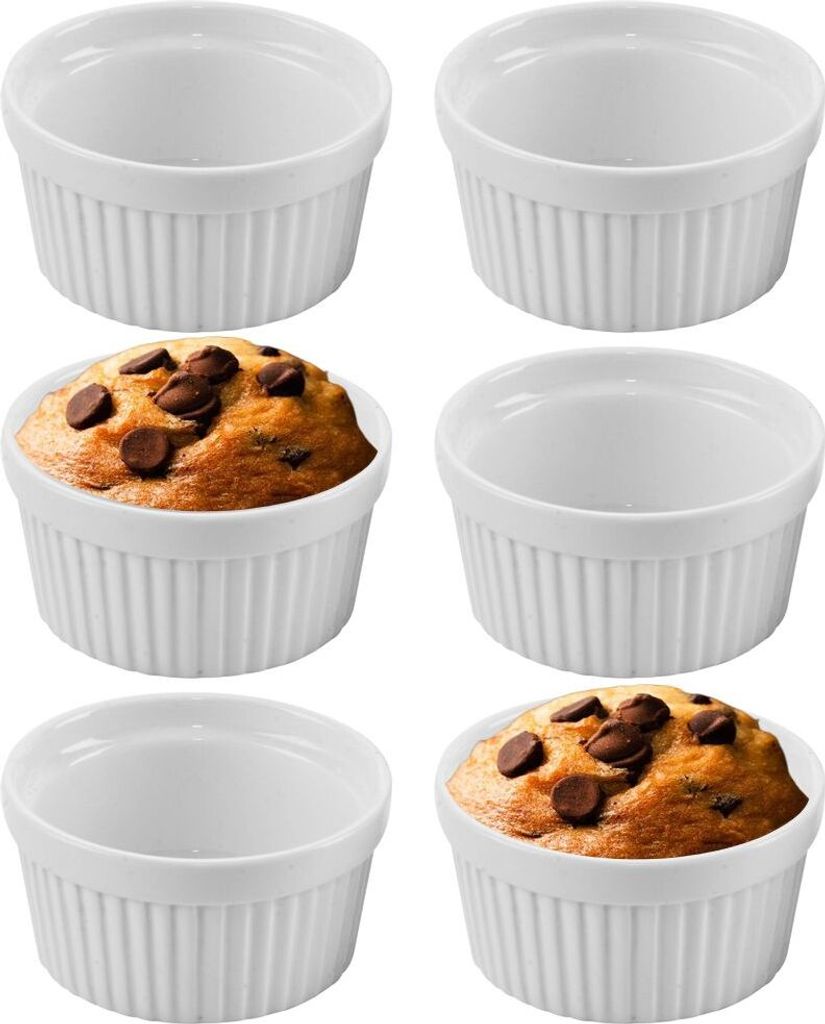 Orion Backförmchen | Auflaufförmchen | Servierschalen hitzebeständig aus Porzellan 9x4,5 cm 350 ml 6 Stück