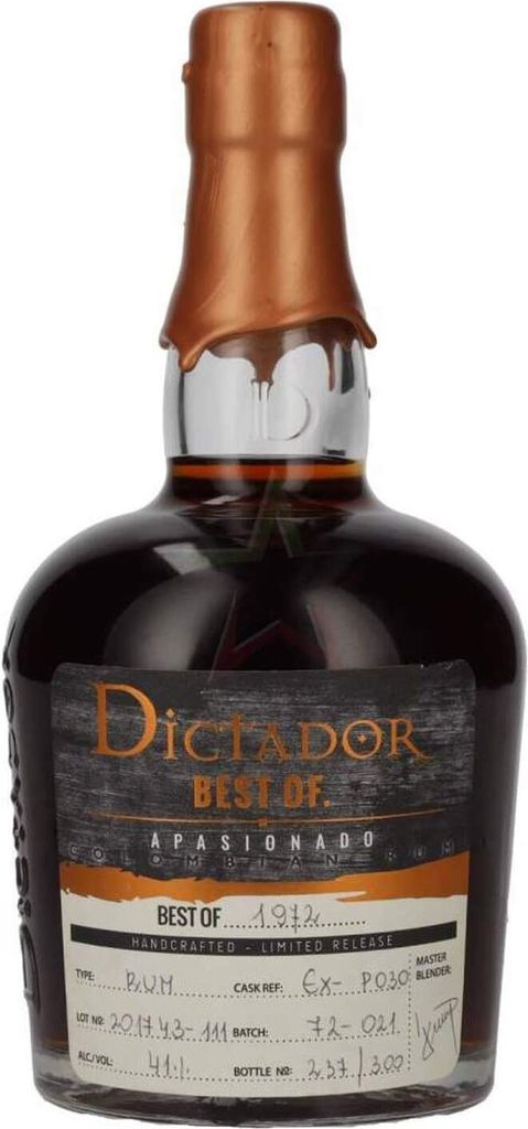 Dictador BEST OF 1972 APASIONADO Colombian Rum 45YO/030317/EX-P030 41 % 0,70 lt.