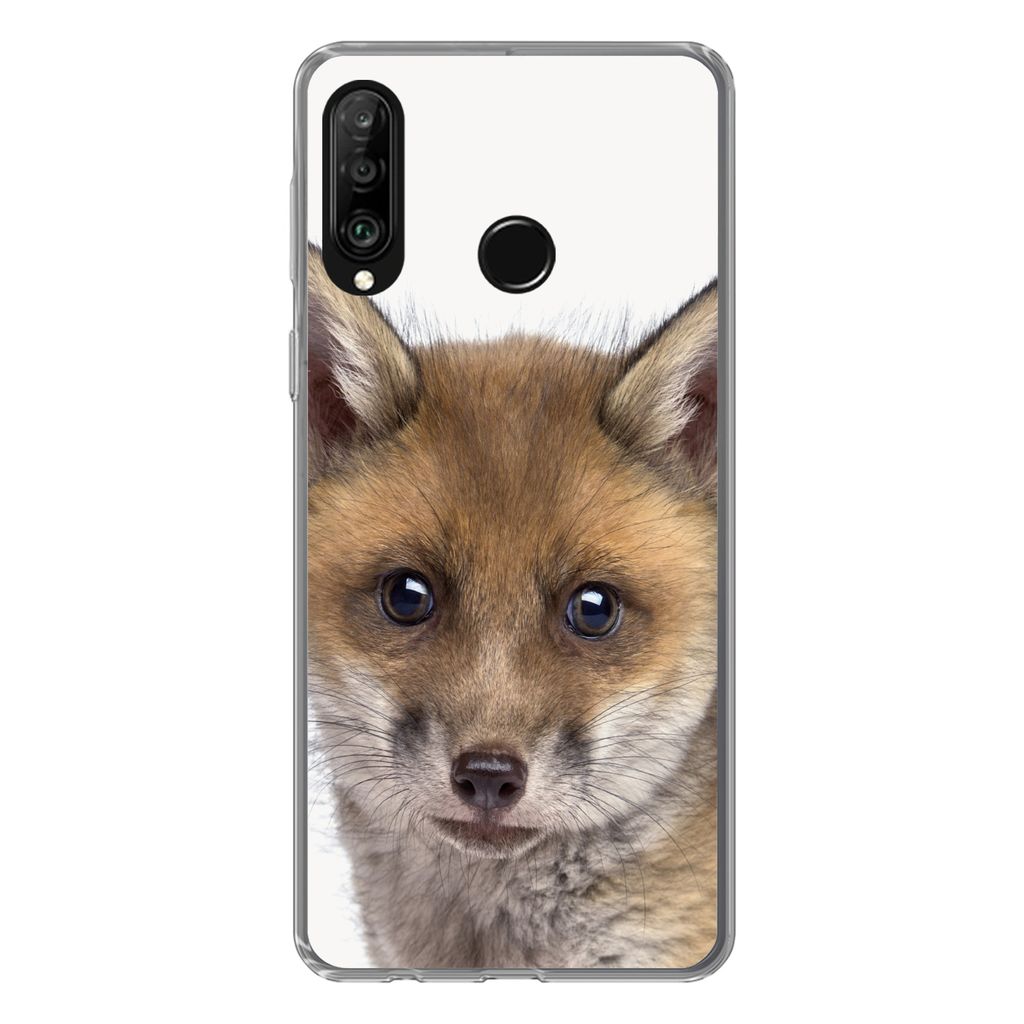 MuchoWow Handyhülle Schutzhülle Hülle für Huawei P30 Lite Fuchs - Tiere - Jungtier - Jungen - Mädchen - Kind Silikon Softcase Handy Hülle -...