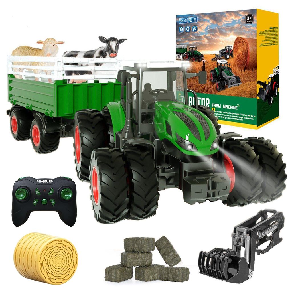RC-Traktor, zdalnie sterowany traktor z przyczepą, zabawka Zdjęcie produktu 
