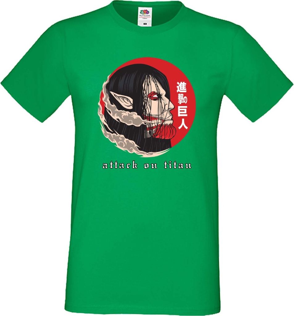 Herren T-Shirt Japan Manga Animation Comics Attack Anime On Titan Eren Yeager 06 Var-014 Yeager Hero, Man S / Grün