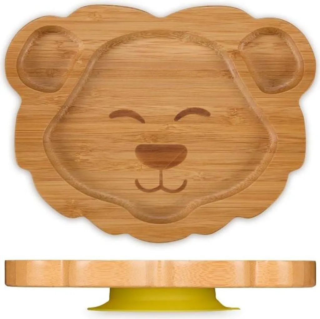 Assiette ventouse Lion incassable en silicone sans BPA pour enfant