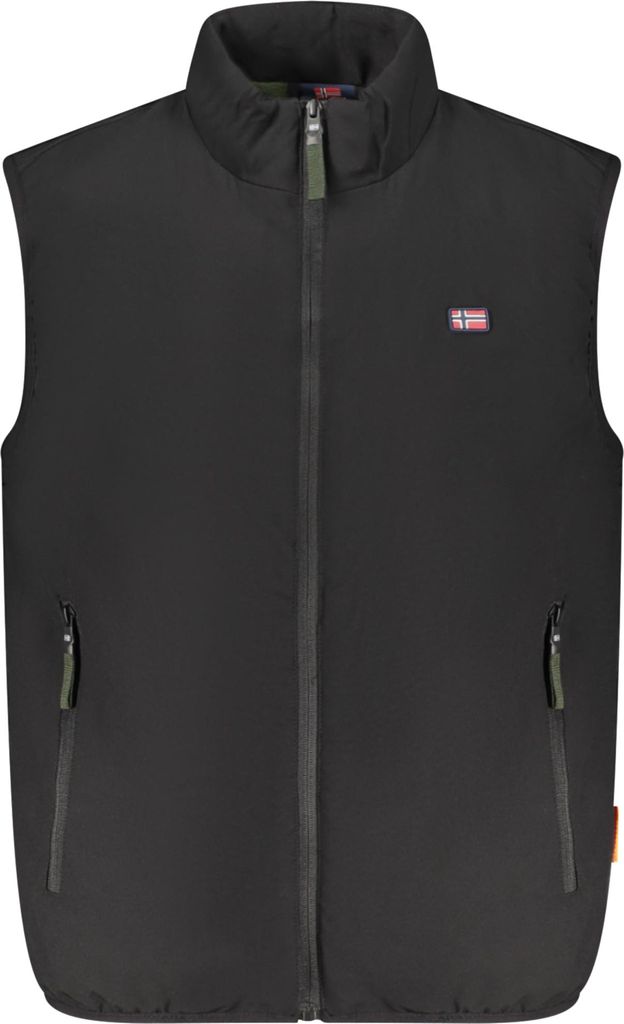 Ärmellose Herrenjacke Schwarz mit Fleecefutter und Taschen
