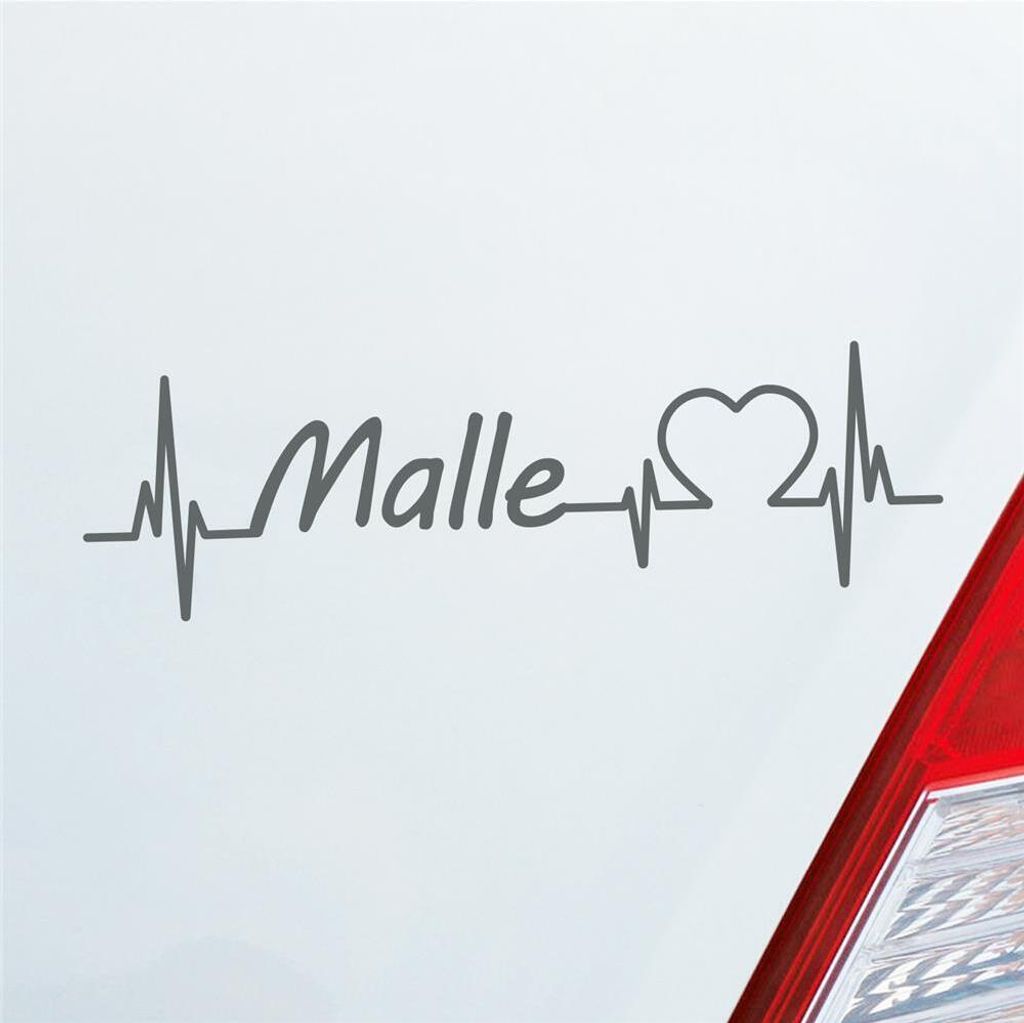 Auto Aufkleber Malle Puls Herzschlag mit Insel Motiv 19x6 cm Grau Sticker Heckscheibenaufkleber