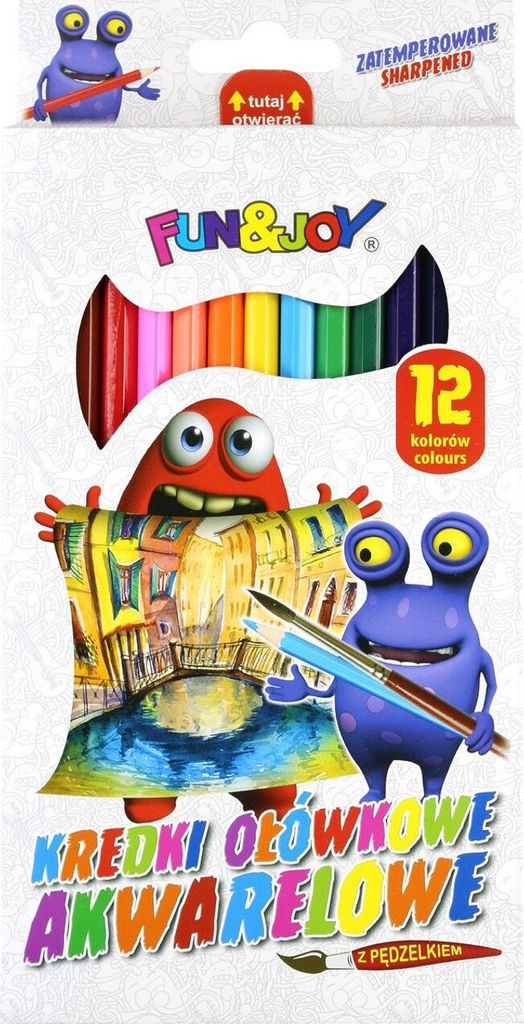 Aquarellstifte 12 Farben + Pinsel Fun&Joy