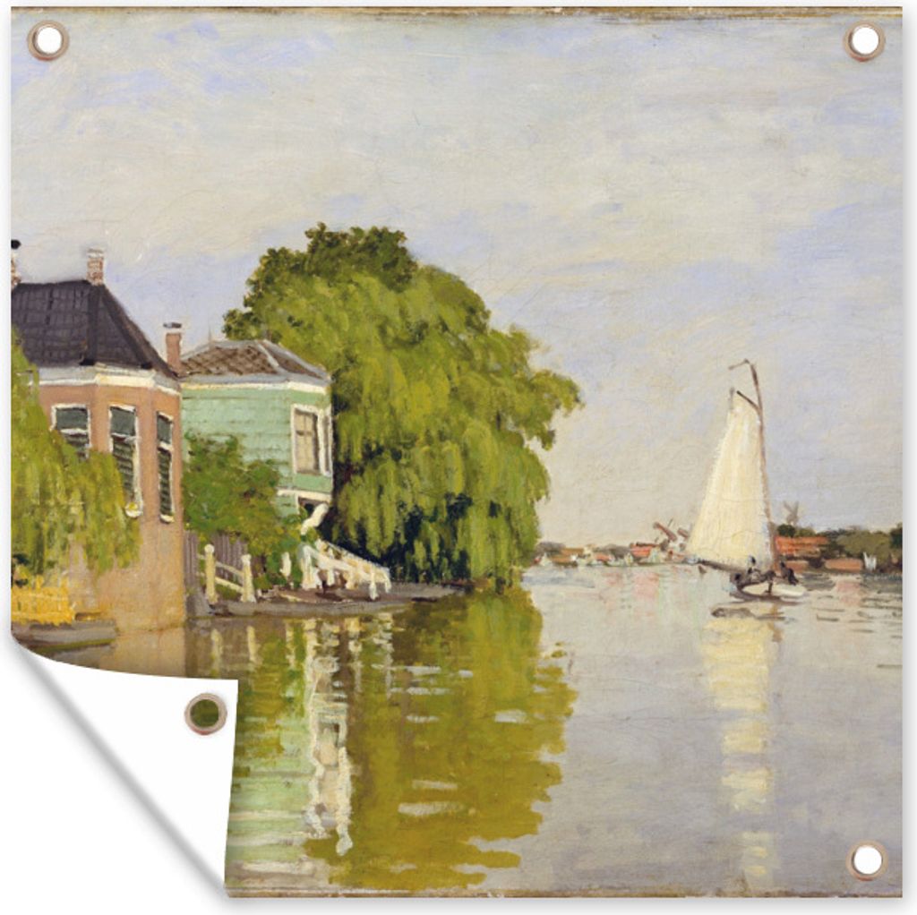 MuchoWow 100x100 cm Outdoor-Poster Gartendeko Sichtschutz Garten Poster für den Garten Häuser an den Ufern des Achterzaan - Gemälde von Claude...