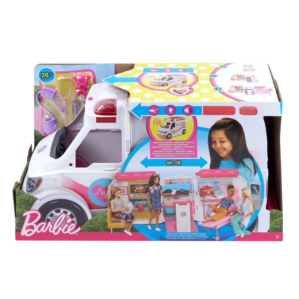 aufklappbares Fahrzeug mit Licht und Gerä... Barbie FRM19-2-in-1 Krankenwagen 