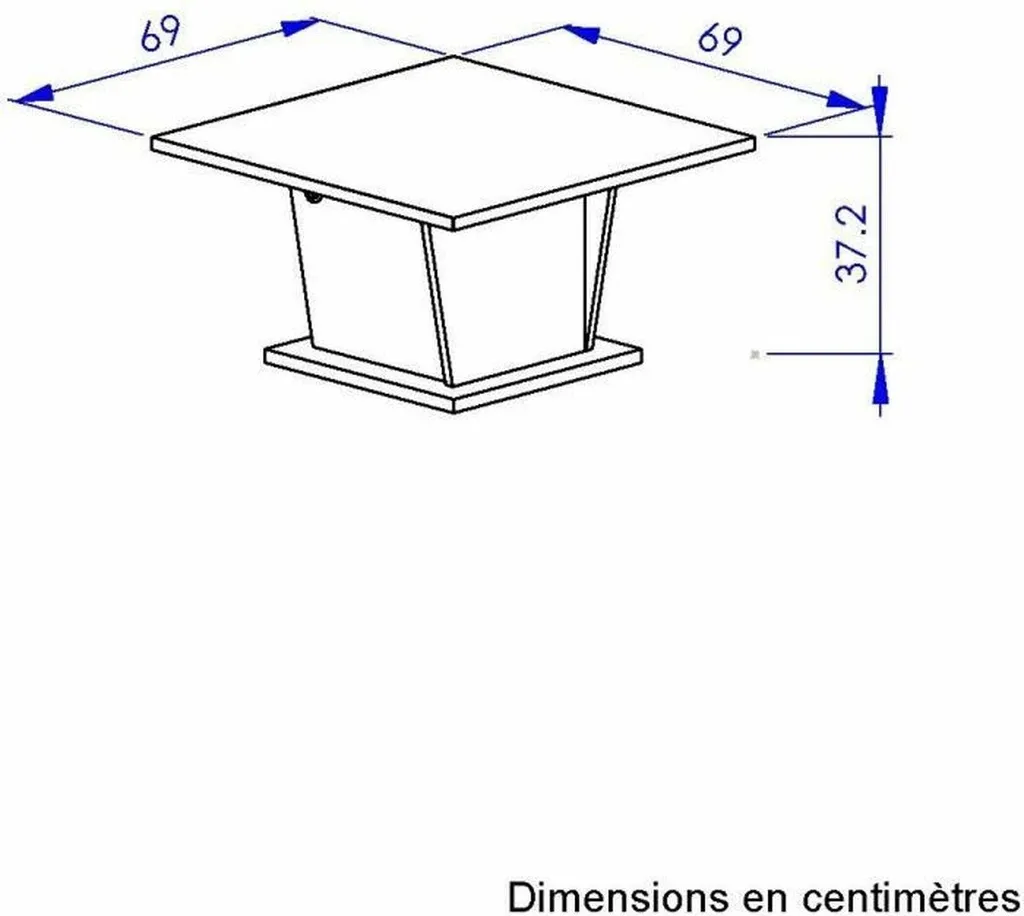 Table Basse Diagone Blanc et Chêne 69x69x38 cm - Design Contemporain
