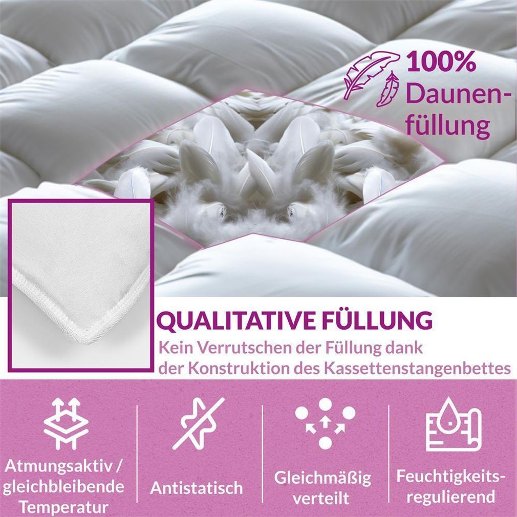Bettdecke B!HOME mit 100% Daunen : 100 x 135 cm : Sommer Produktbild 3
