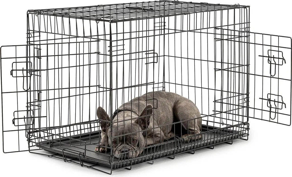 Gabbia Lionto 76x49x56 cm | Trasporto Cani Pieghevole con Parete Divisoria