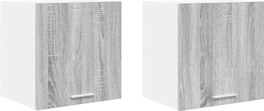 vidaXL Hängeschrank mit Tür 2 pcs Grau Sonoma und Weiß 40 x 31 x 40 cm