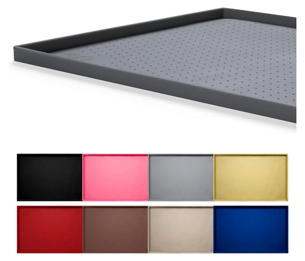 Futtermatte für Hunde und Katzen, Größe L (48,3 x 30,5 cm), XL (61 x 40,6 cm) oder XXL (81 x 61 cm), 1,3 cm und 2,5 cm, erhöhter Rand, Silikon,...