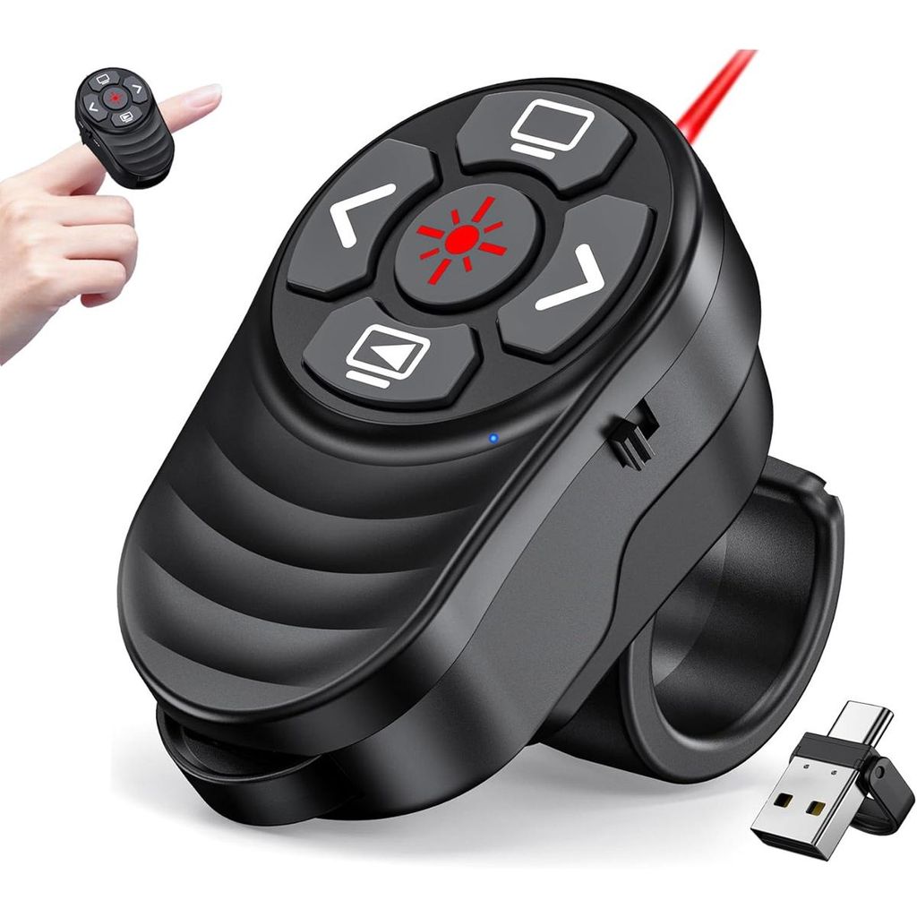 Ring-förmiger kabelloser Presenter,für Windows, Mac, Linux & Android geeignet, USB/Type-C, PowerPoint-Fernbedienung mit Laserpointer & Foliensteu...