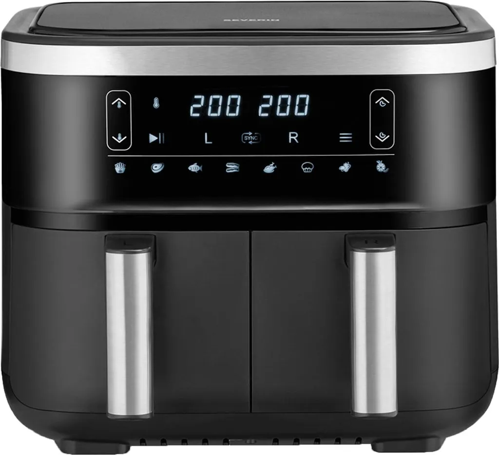 Friteuse Airfryer 2850W Severin FR2453 Noir 2 Compartiments 3.8L