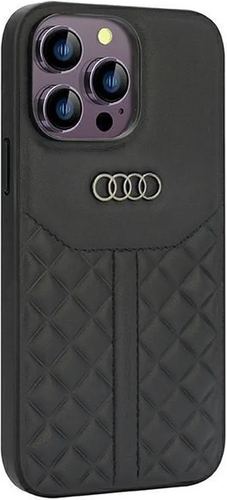 Coque Audi iPhone 14 Pro Max 6.7 Cuir Véritable Noir Au-Tpupcip14Pm-Q8