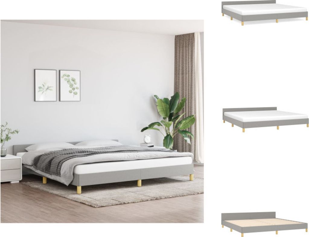 vidaXL Bettgestell mit Kopfteil Hellgrau 200x200 cm Stoff - Betten & Bettgestelle