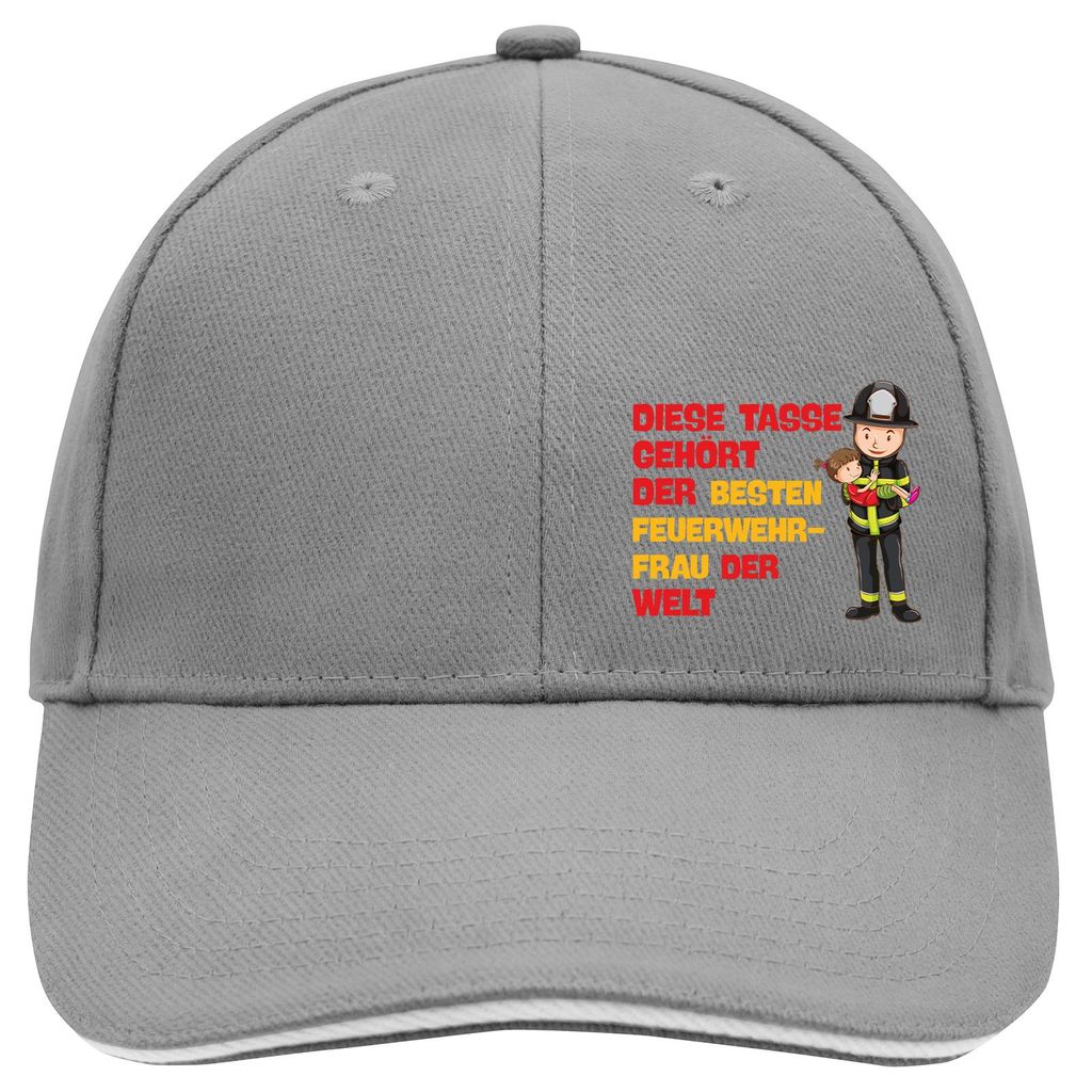 Huuraa Cappy Mütze Tasse gehört der besten Feuerwehrfrau der Welt Dark Grey/White Baumwolle 6-Panel Kappe Geschenkidee