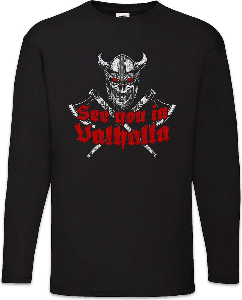 Urban Backwoods See You In Valhalla, Langarm T-Shirt, Farbe: Schwarz, Größe: 5XL